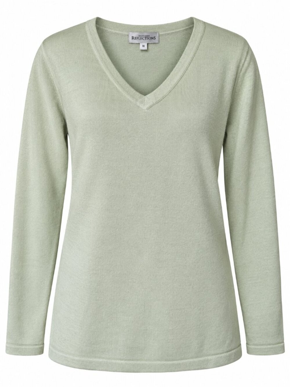 Northern Reflections V-Neck Cotton Sweater Women's Sz M Sage Green Casual Office